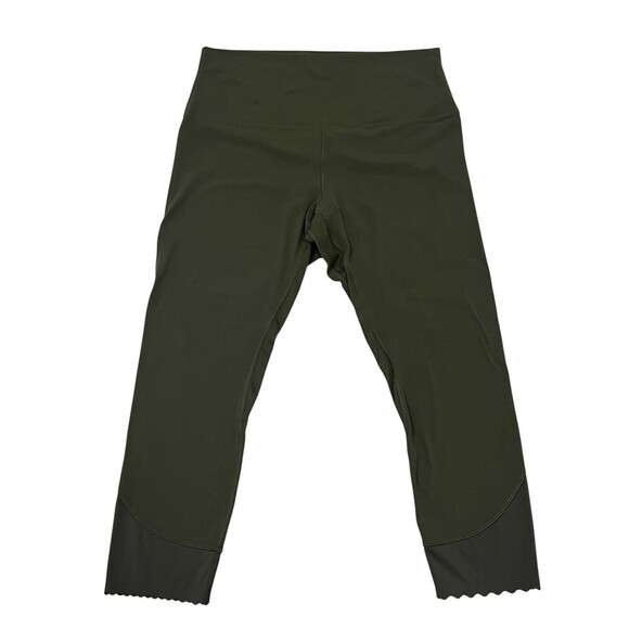 Lululemon Wunder Under HR Crop 25” Scallop Olive Green Full On Luxtreme Size 12 - Picture 2 of 8